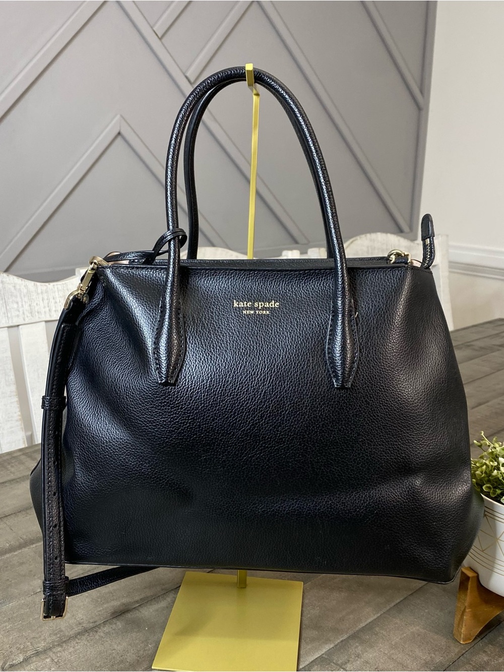 kate spade Black Leather Tote Bag